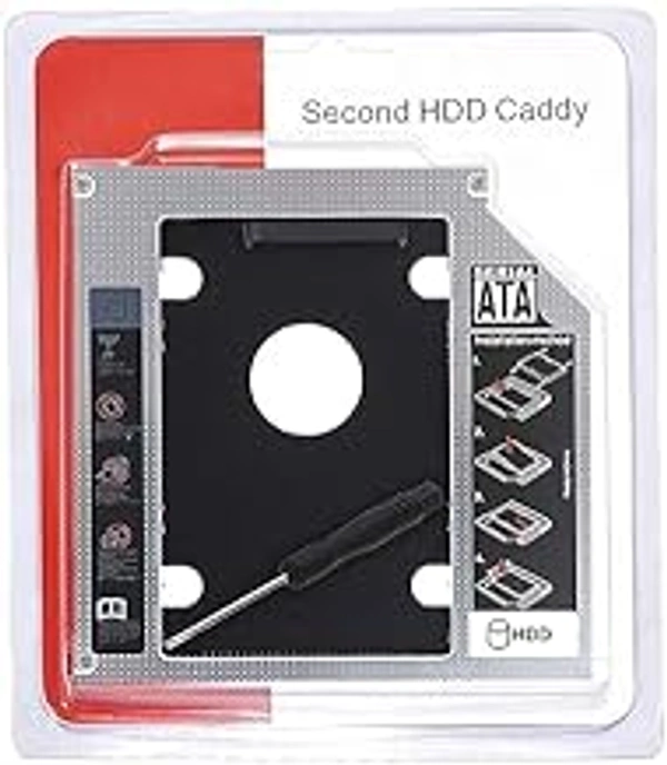 HB Plus SATA 9.5mm Bay 2nd Hard Disk Drive Caddy for CD/DVD Drive Slot (Add Second 2.5" SATA HDD/SSD to Your Laptop)