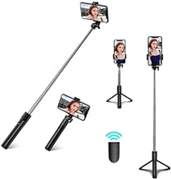 HB Plus Selfie Stick Handheld Monopod Tripod in 1 with Wireless Remote Controller for Mobile Phone Multifunctional Compatible with All Phones Stand Holder (Multi Colour)