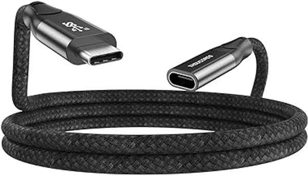 HB Plus Type C Extension Cable(Gen 2/10Gbps) 2M/6.6Ft Nylon Braided Usb 3.2 Type C Male To Female Extension Cable Support 4K Video Pd 100W/5A Chargingfor Mcbook Pro/Air/M1 Ipad Pro,De ll,Black