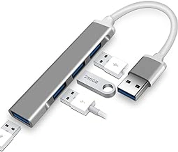 HB Plus USB Hub,4-Port USB 3.0 Ultra Slim Data Hub,Ultra Thin USB Hub to 4 USB 3.0 Extension,for MacBook Air,Mac Mini/Pro,Surface Pro,Notebook PC,Laptop,USB Flash Drives,and Mobile HDD