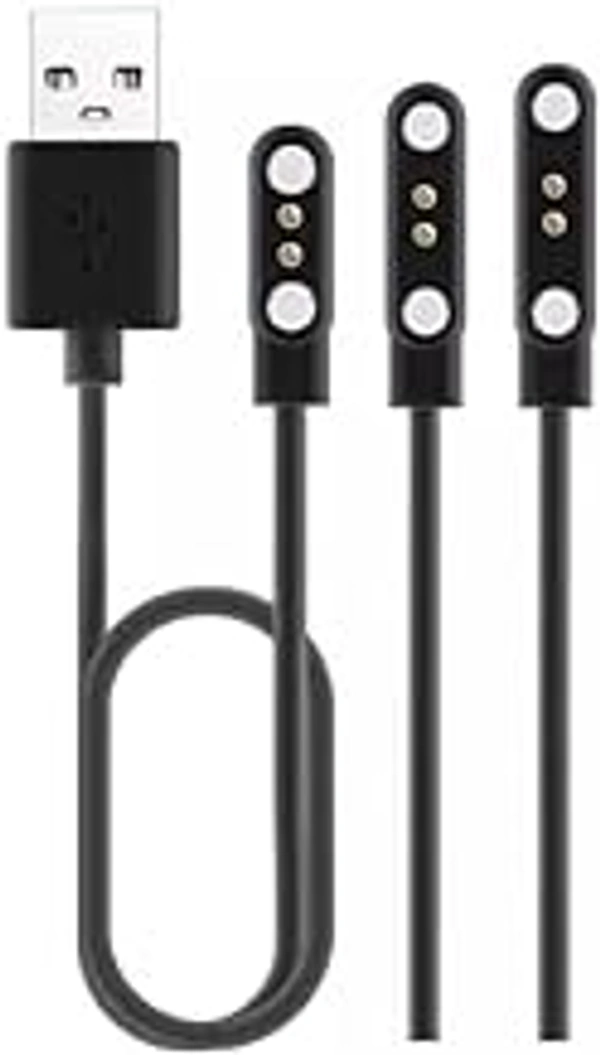 HB PLUS USB W26 Cable Watch Charger Magnetic 2 pin Watch Charger w26 + Charger 4mm Adapter Length 45 cm for Smart Watch (Charge only)(Black)