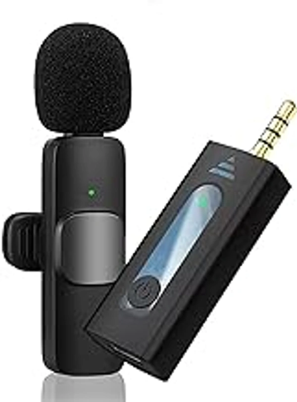 HB PLUS Wireless Collar Microphone Lapel Lavalier Omnidirectional Mic Plug and Play Mike for Vlogging Interview Live Streaming YouTube Compatible with DSLR Camera BT Speakers