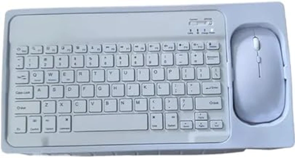 HB PLUS Wireless Keyboard Mouse Set - 10 Inch Ultra Slim Ergonomic Set for Seamless Connectivity with Tablets Mobile Phones and Laptop (White)