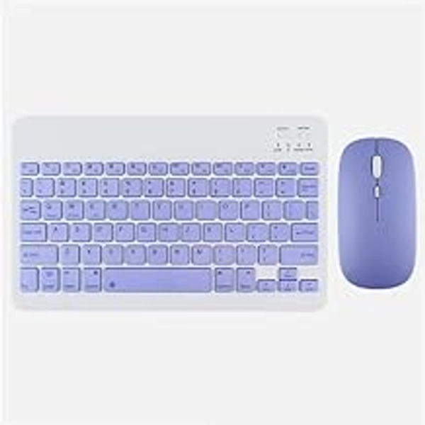 HB PLUS Wireless Keyboard Mouse Set - 10 Inch Ultra Slim Ergonomic Set for Seamless Connectivity with Tablets Mobile Phones and Laptops (Purple)