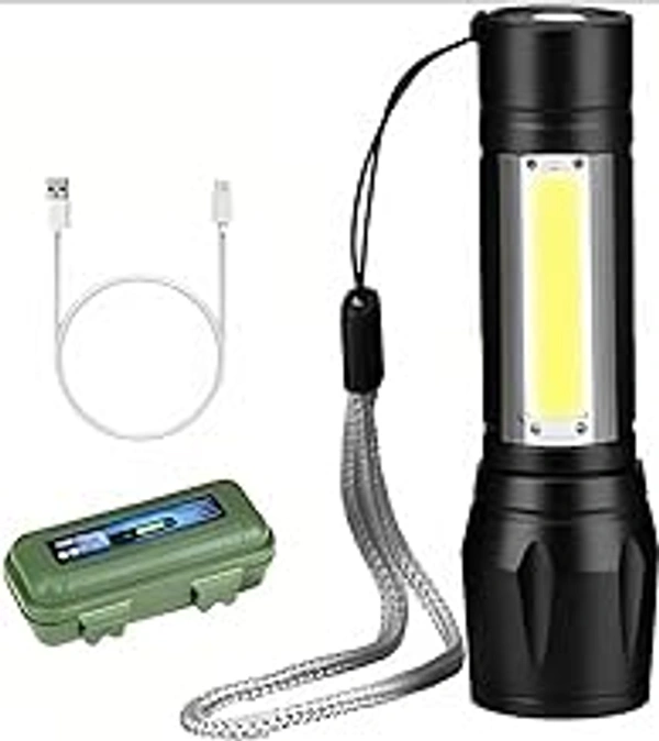 Small LED Flashlight 800 Lumens COB Rechargeable Keychain Mini Flashlight 4 Light 0Portable Pocket Light with Folding Bracket Bottle Opener and Magnet Base for Fishing Walking Camping (Adjustable)
