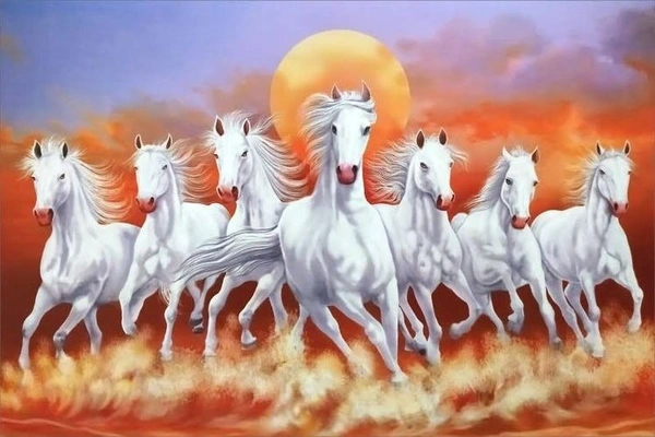 WHITE SEVEN HORSES - A3