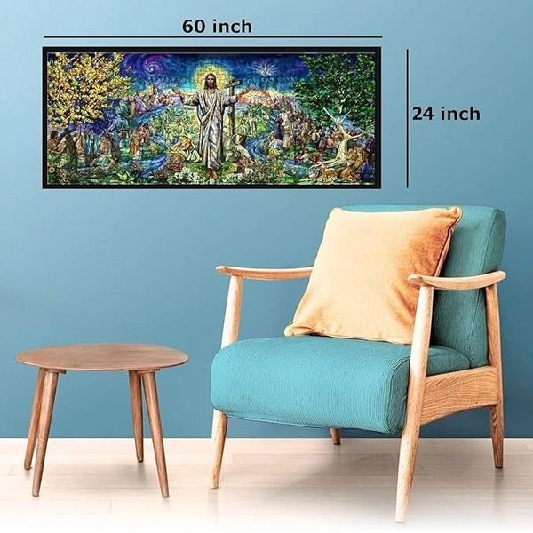 KolorKraft The Resurrection Window Jesus Christ - 24 x 60 inch, Blue