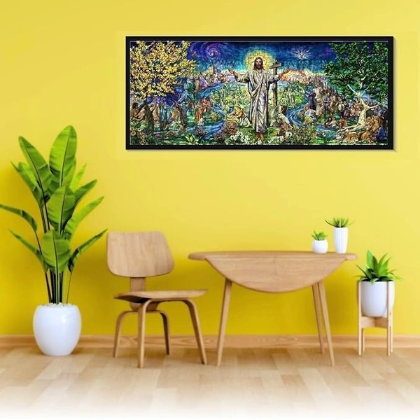 KolorKraft The Resurrection Window Jesus Christ - 24 x 60 inch, Blue