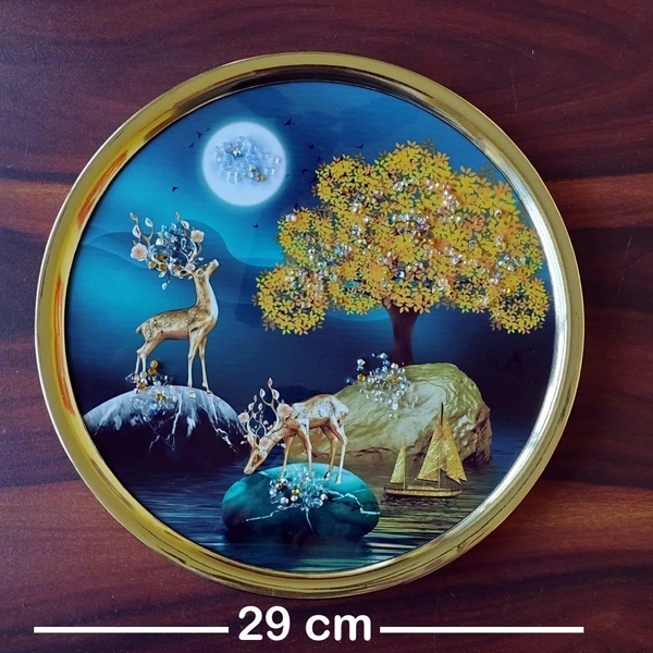 Kolor Kraft Crystal Wallart Deer Scenery - 29 cm