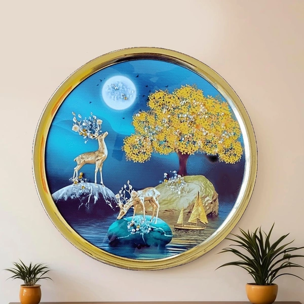 Kolor Kraft Crystal Wallart Deer Scenery - 29 cm
