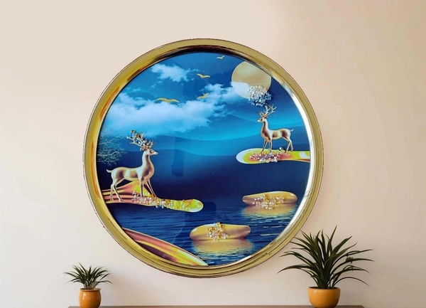 Kolor Kraft Crystal Wallart Deer Scenery - 29 cm