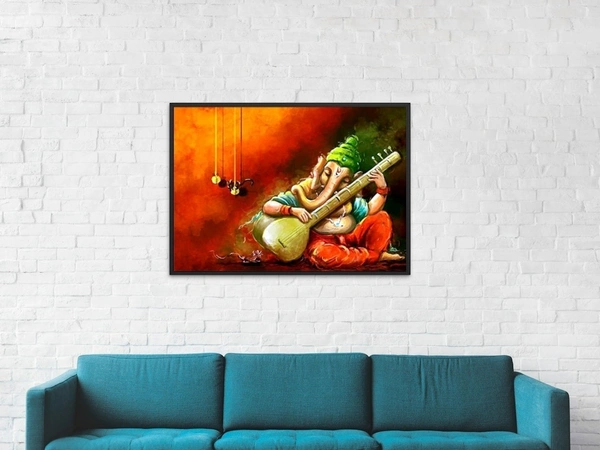 KolorKraft Ganesha Playing Veena - 24x36inch