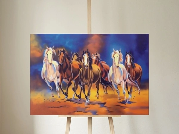 KolorKraft Running Seven Horses Vastu Painting - 24x48inch