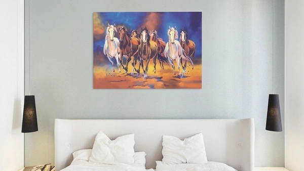 KolorKraft Running Seven Horses Vastu Painting - 24x48inch