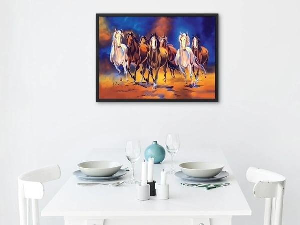 KolorKraft Running Seven Horses Vastu Painting - 24x48inch