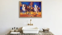 KolorKraft Running Seven Horses Vastu Painting - 24x48inch