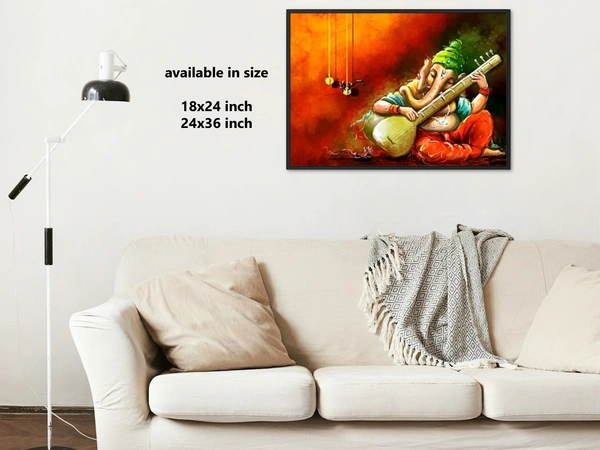 KolorKraft Ganesha Playing Veena - 24x36inch