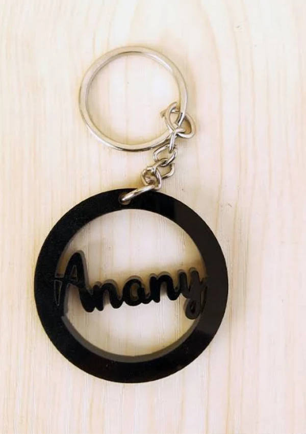 Create Your Own  Acrylic Round Keychain  - Black