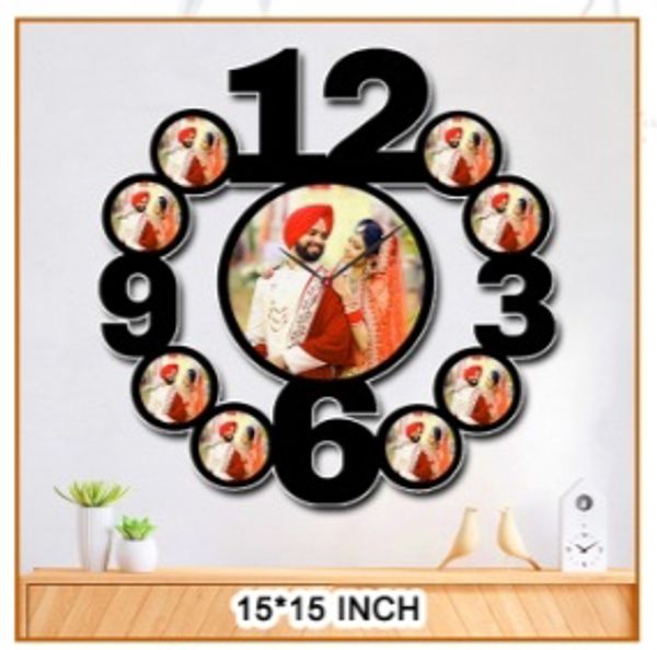 Create Your Own  9 Pic Clock  - Black, 15*15