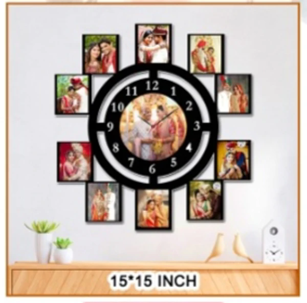 Create Your Own  11 Pic Clock  - Black, 15*15