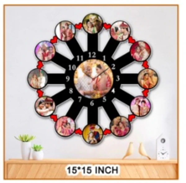 Create Your Own  Round 13 Pic Clock  - Black, 15*15