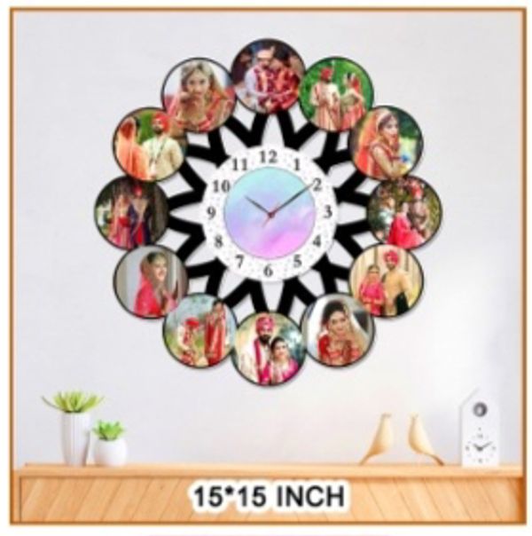 Create Your Own  12 Pic Clock  - Black, 15*15