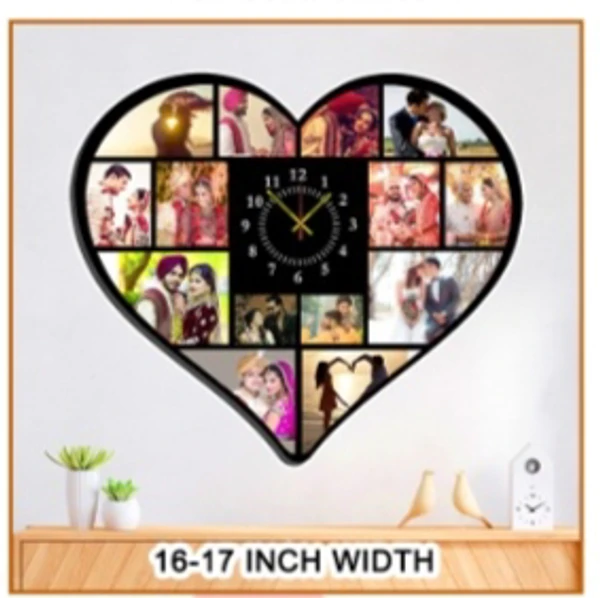 Create Your Own  Heart Shape Clock  - Black, 16*17