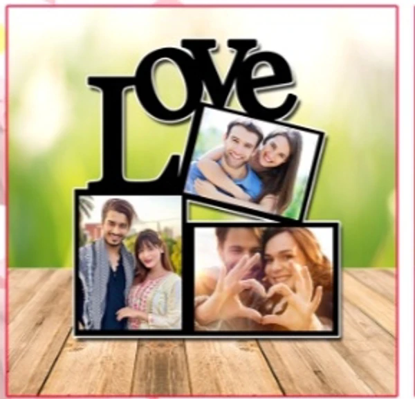 Create Your Own  3 Pic Love Table Top  - Black, 7*9