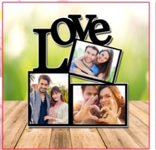 Create Your Own  3 Pic Love Table Top  - Black, 7*9