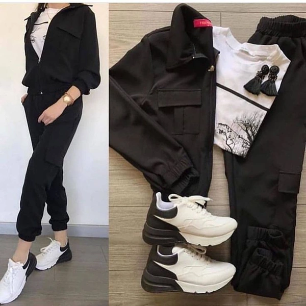 @fashop.official  Top Bottom & Jacket Set - Olive, Small