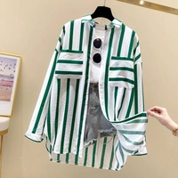 Striped Line Long Shirt - L, Red