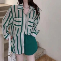 Striped Line Long Shirt - XL, Red