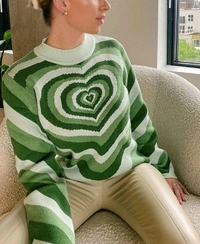 Pinteresty Heart Sweater - Green, L