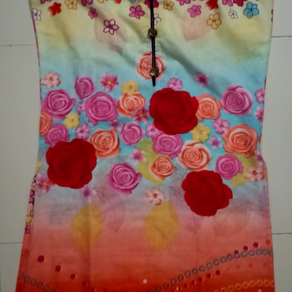 Flower Print Kurti - Multicolor, XL