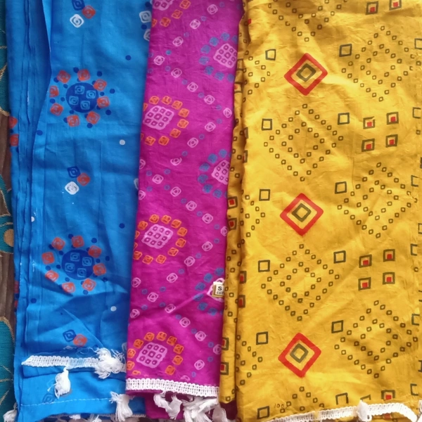 Cotton Dupatta With white Lace border - 3 Piece 