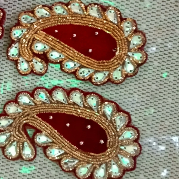 Designer Buti Set Of 2  - Red,Mehroon,Rani color, 3 Inch 