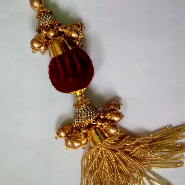  Lanhnga Latkan/ Hanging With Moti & stone work - Mehroon, 14 Inch