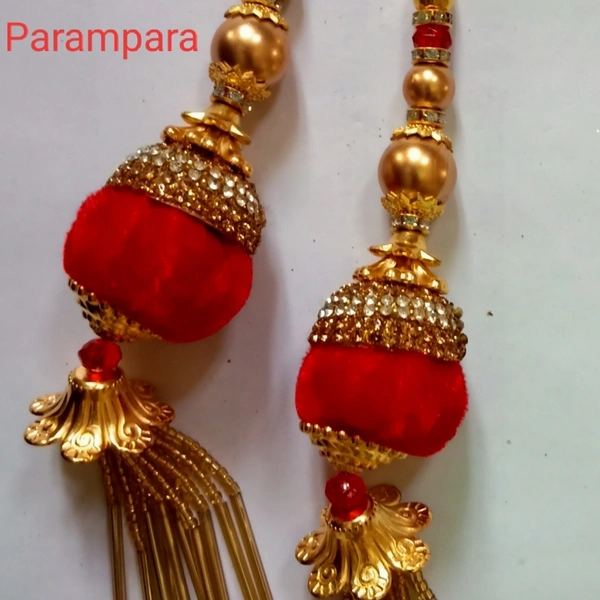 Designer Latkan/ Hanging - With Stone & Sitara work  - Red, 8 Inch