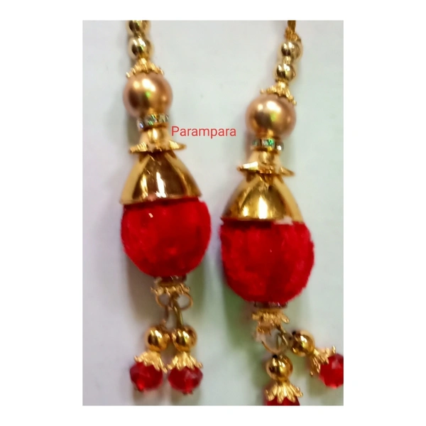  Lanhnga Latkan/ Hanging With Moti & stone work - Red, 4 INCH