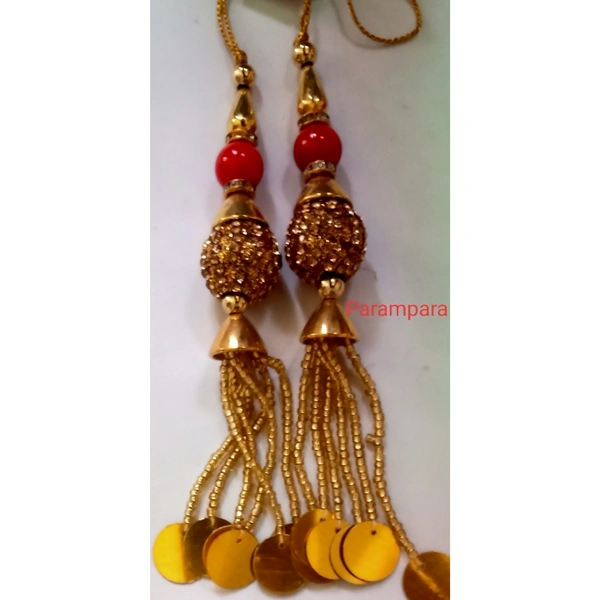  Lanhnga Latkan/ Hanging With Moti & stone work - Red, 6 Inch