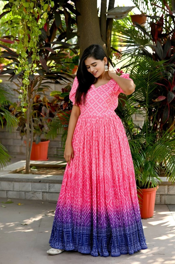 FWKA PREMIUM DESIGNER PRINTED READYMADE GOWN COLLECTIONS - M-38, Pink