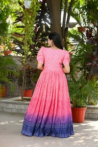 FWKA PREMIUM DESIGNER PRINTED READYMADE GOWN COLLECTIONS - M-38, Pink