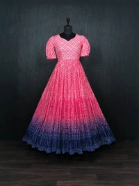 FWKA PREMIUM DESIGNER PRINTED READYMADE GOWN COLLECTIONS - M-38, Pink