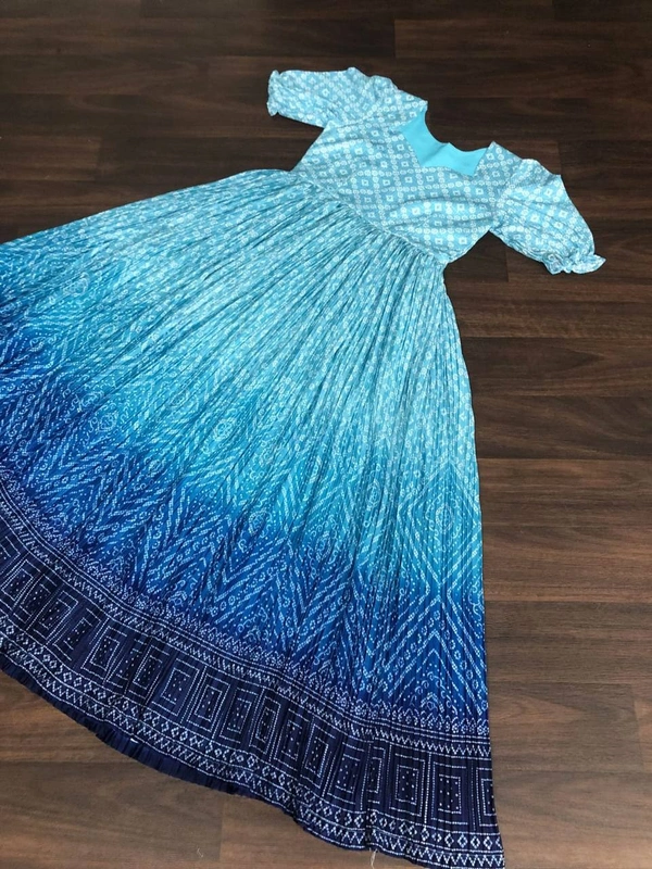 FWKA PREMIUM DESIGNER PRINTED READYMADE GOWN COLLECTIONS - XL-42, Cyan Aqua