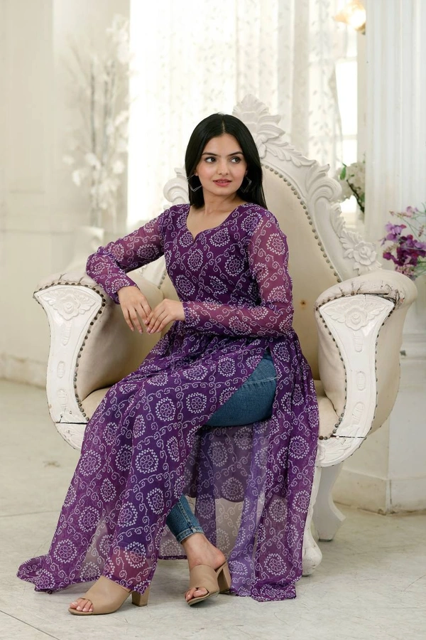 FWKA PREMIUM READYMADE DESIGNER NAYRA CUT PRINTED KURTI - M-38, Purple