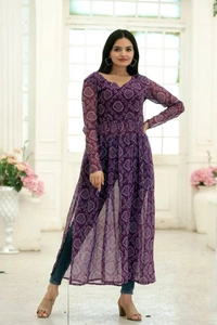 FWKA PREMIUM READYMADE DESIGNER NAYRA CUT PRINTED KURTI - M-38, Purple