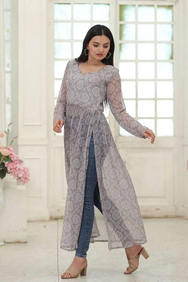 FWKA PREMIUM READYMADE DESIGNER NAYRA CUT PRINTED KURTI - M-38, White