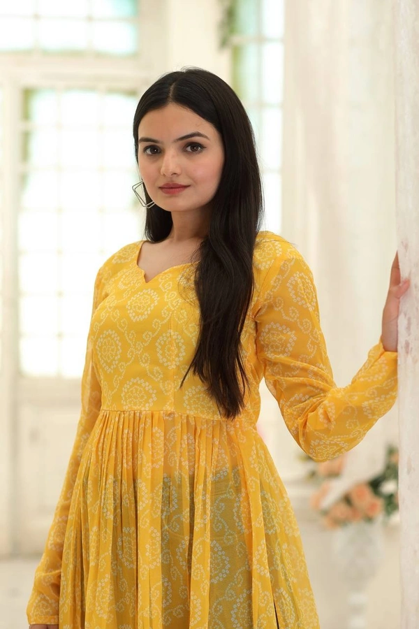 FWKA PREMIUM READYMADE DESIGNER NAYRA CUT PRINTED KURTI - M-38, Yellow
