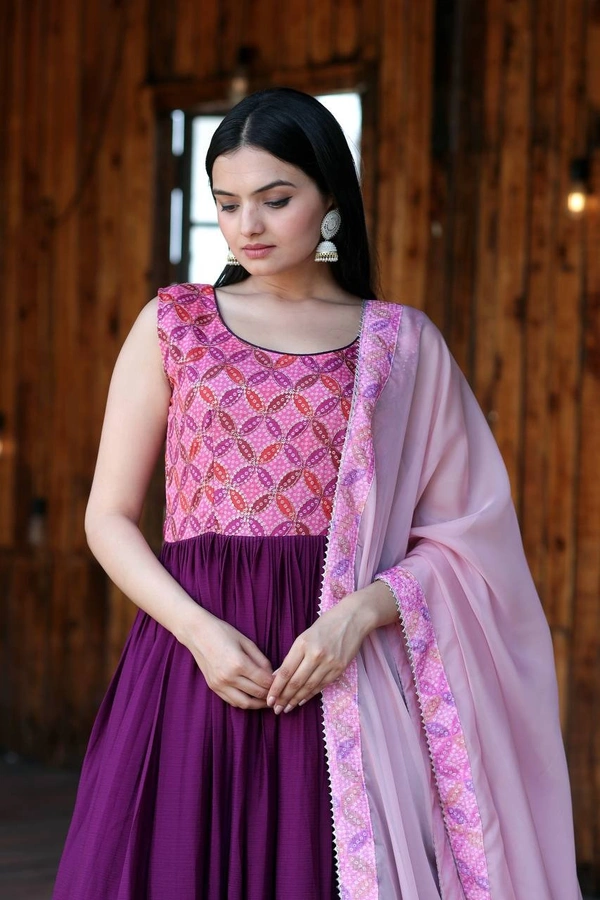FWKA PREMIUM DESIGNER READYMADE GOWN-DUPATTA COLLECTION - L-40, Rose