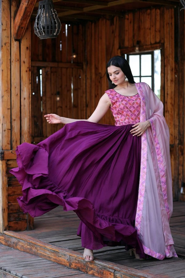 FWKA PREMIUM DESIGNER READYMADE GOWN-DUPATTA COLLECTION - L-40, Rose